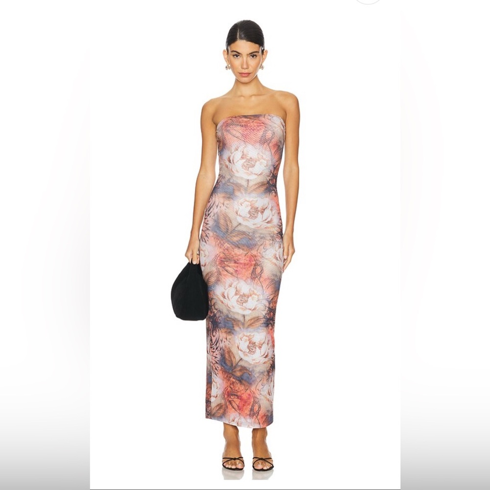 Revolve superdown Gabi brown maxi tube dress